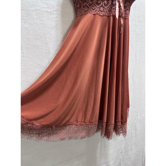 Ancona Lingerie L/XL Burnt Orange Lingerie Babydoll Dress Lace Coquette Feminine - Picture 3 of 8